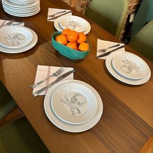 🚨LAST CALL.🚨 (qty 4) 9in Dinner Plates | Custom skull x cross-utensil.